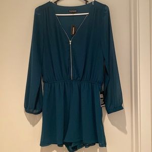 Express Green long sleeve romper. NWT. Size M.